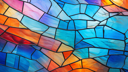 Beautifully colored stained glass made of translucent polygons