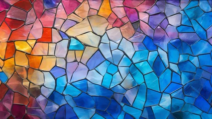 Photo sur Plexiglas Coloré Beautifully colored stained glass made of translucent polygons