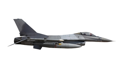 Fototapeta na wymiar military jet fighter f-16 on transparent background