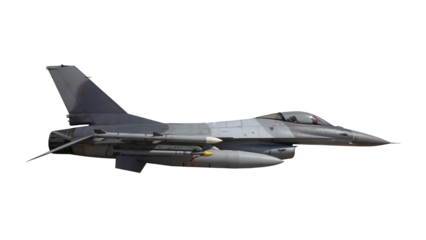 military jet fighter f-16 on transparent background