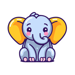 Fototapeta premium Elephant with love sign hand cartoon, Illustration, Cartoon PNG