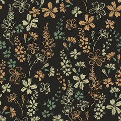 Little field forget-me-not flowers seamless ornament vector illustration.