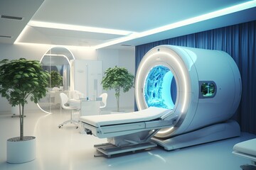 MRI diagnostic room as an essential component of a modern clinic. Room for modern diagnostics using Magnetic resonance imaging.