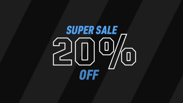 super sale discount 20% animation. discount video animation is good for promotions, social media marketing, special offers, sales, special events, marketing, discounts. 4K High quality