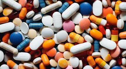 colorful pills background, colored drugs background, pills and drug wallpaper, drugs banner, colored vitemines on abstract background, vitamins and drugs wallpaper