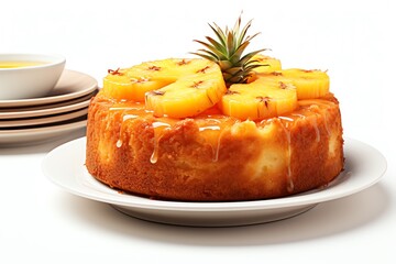 3D render featuring a tropical-themed pineapple cake