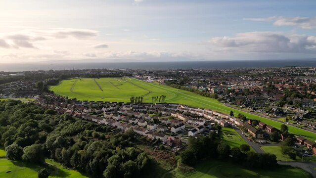 Drone aerial view of Ayr in Scotland