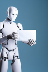 Robot holding white paper 
