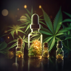 Obraz na płótnie Canvas Majestic soft cannabis marijuana Medical marijuana in large jar background.