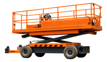 an orange scissor lift isolated.