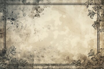 vintage grunge background featuring scratches grit and grain effects and borders flower border old fashion style - obrazy, fototapety, plakaty