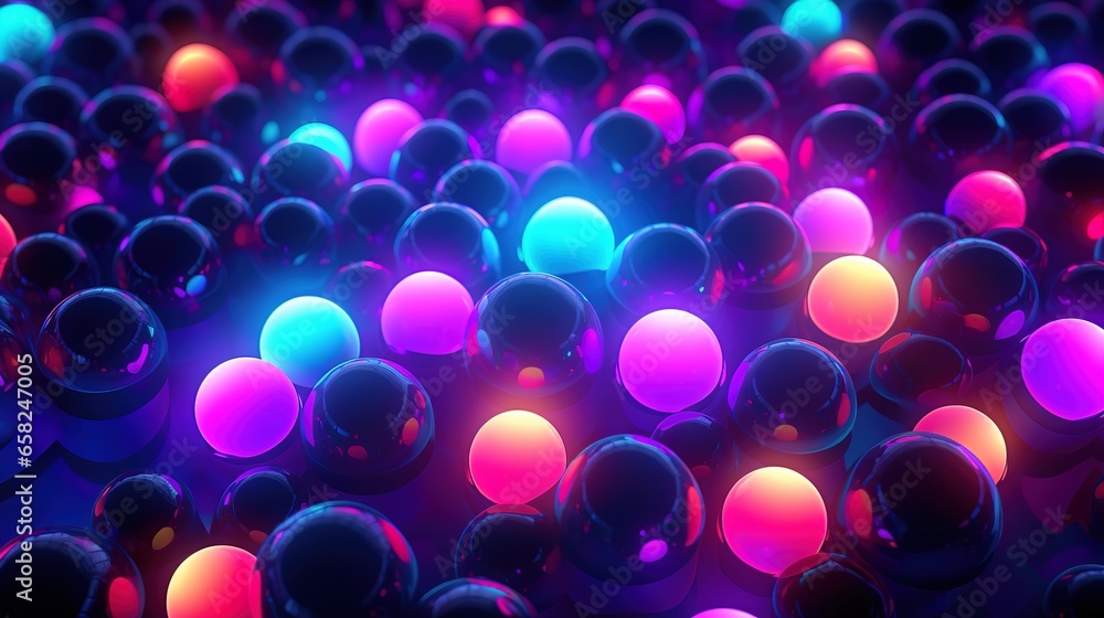 Poster neon balls, dark background