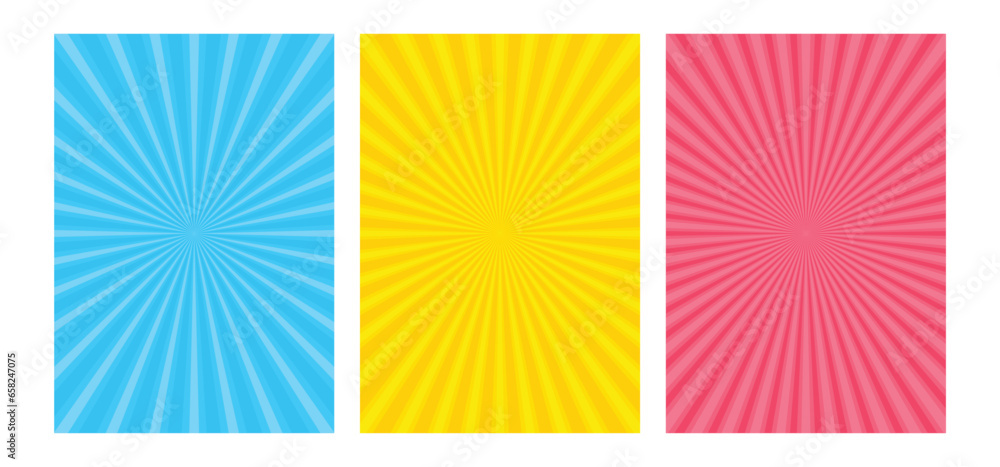 Aufkleber abstract sunburst rays banner set with colorful background. vintage sunburst. vector illustrations