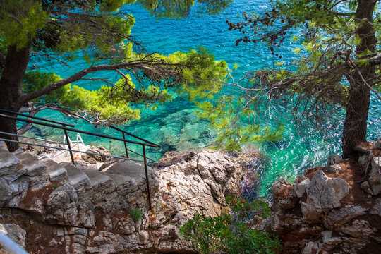 Promenade along the sea in Dubrovnik's area of Lapad