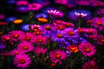 Fototapeta premium Deef, emotion place, peace, garden, small tiny, different kind flowers, pinky flower - AI Generative
