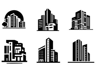 Building Logo concept vector illustration black color, a set of group logo pack