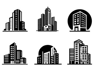 Building Logo concept vector illustration black color, a set of group logo pack
