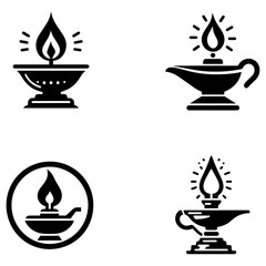 Oil lamp vector silhouette illustration black color