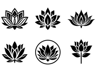 Lotus Icon vector illustration black color a group of set