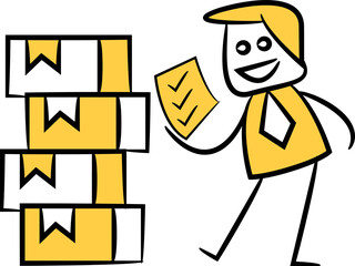 Doodle Businessman Checking Stock List

