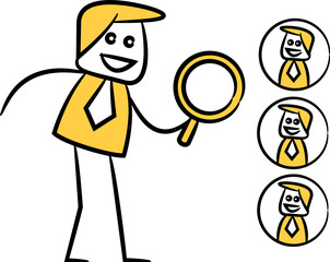 Doodle Businessman Searching Employee
