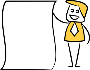 Doodle Businessman and Blank Paper
