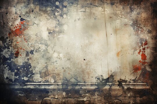 Fototapeta Vintage Background Wallpaper with Grit and Grain Effects and Decorative Border