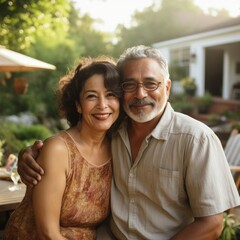 Obraz premium Lively Hispanic Middle-Aged Couple in Casual Attire