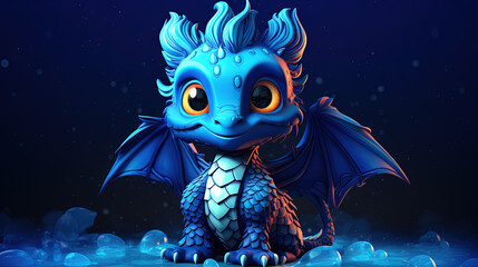 Obraz premium Young green dragon, mysterious creature from farytales and symbol of 2024 lunar year in Chinese calendar.
