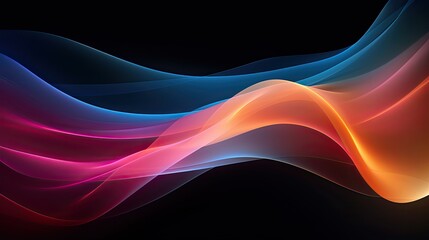 Abstract Colorful Swoosh On Black Background, Generative AI Illustration