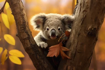 Keuken spatwand met foto cute koala animal in autumn © Samsul