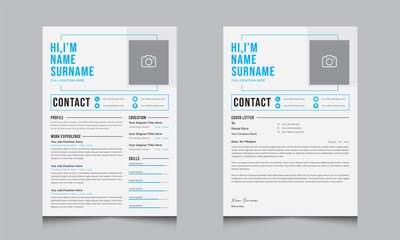Creative Stylish Resume Template with Cover Letter Layout Cv 