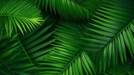 Green tropical background with Palm leaves or jungle plants for summer and your design