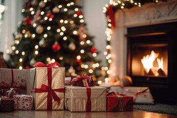 Presents Nestled Beneath a Festive Christmas Tree