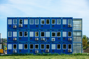 many stacked container dwellings for fugitives