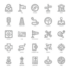 Navigation icon pack for your website design, logo, app, and user interface. Navigation icon outline design. Vector graphics illustration and editable stroke.