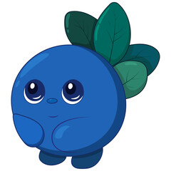 Cute blueberry character in color. Vector illustration