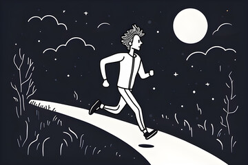 A man running in a quiet night Generative Al