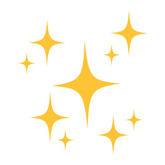 Yellow sparkle, sparkling stars, shiny flashes of fireworks. Collection original stars