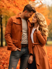 Fototapeta premium Couple in park in autumn/fall