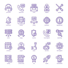 Technology Support icon pack for your website design, logo, app, and user interface. Technology Support icon basic line gradient design. Vector graphics illustration and editable stroke.