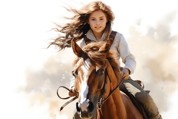 The Young Girl and Her Loyal Horse. Generative Ai