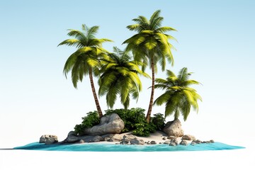 Coconut island isolated on white background