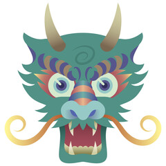 個性的なドラゴン顔。年賀状素材。