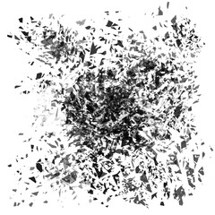 Pieces of destructed Shattered glass. Royalty high-quality free stock PNG image of broken glass with sharp pieces. Break glass white and black overlay grunge texture abstract on transparent background