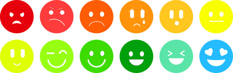 Emoji faces collection.  Emoji with different emotion mood, happy, sad, smile face. 