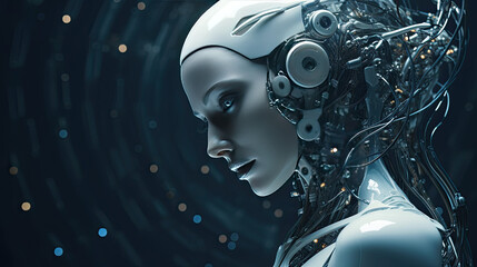 a robotic female woman from the future, Machine learning reaction and ai artificial intelligence