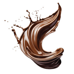 Melted chocolate wave isolated on transparent and white background. Png transparent