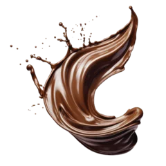 Fototapeten Melted chocolate wave isolated on transparent and white background. Png transparent © Stitch