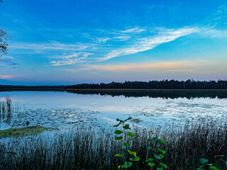 sunset over the lake